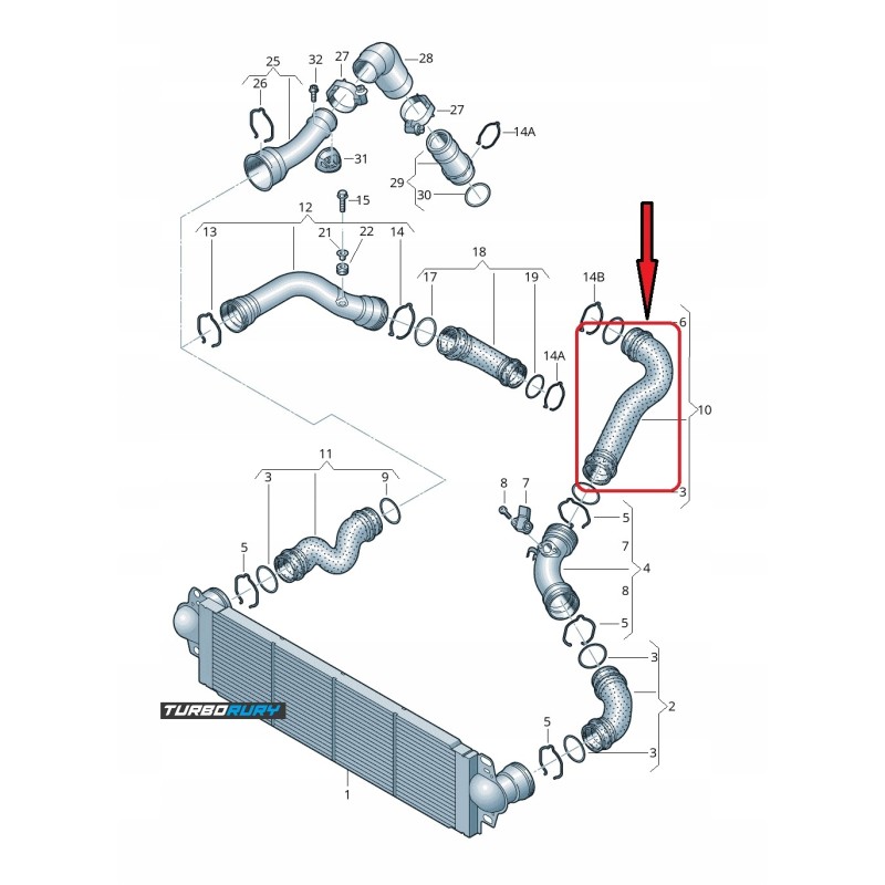 Przew D Rura W Turbo Intercoolera Vw Transporter T Tdi