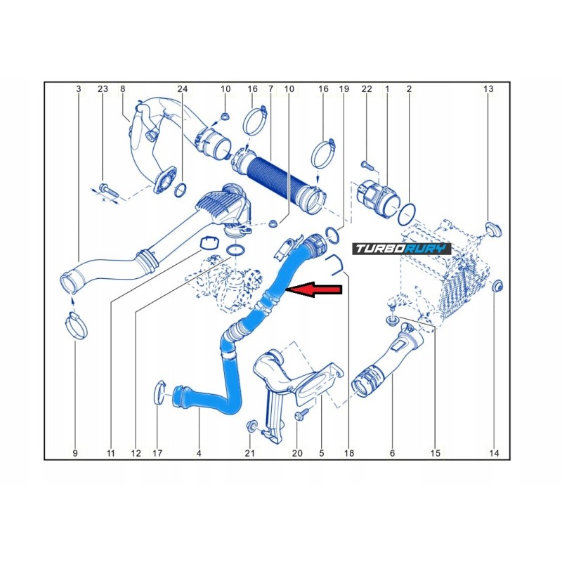 RURA TURBO INTERCOOLERA RENAULT KANGOO GRAND KANGOO II 1 5 DCi 8200688708