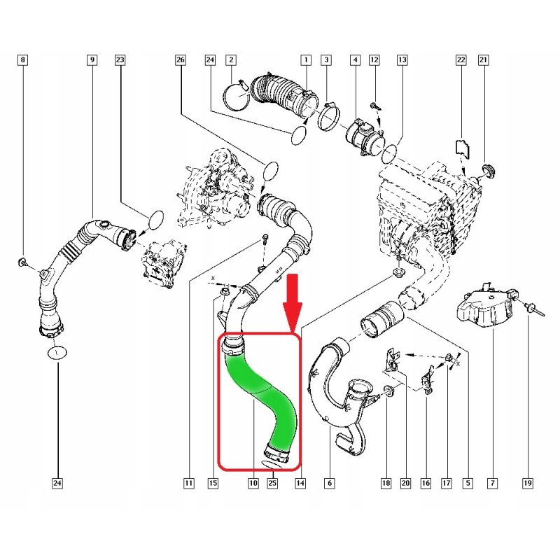RENAULT SCENIC III 1,9 dci PRZEWOD WAZ TURBO INTERCOOLERA