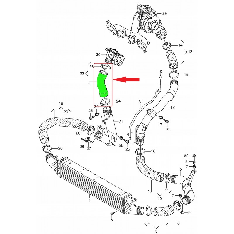 RURA TURBO AUDI VW SKODA SEAT 1 6 2 0 1K0145838AH